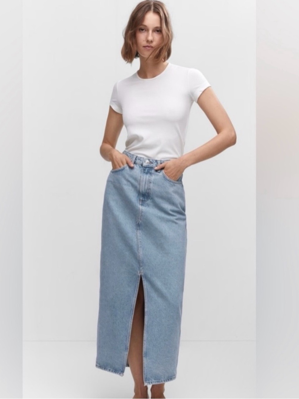 Mango Light Blue Denim Pencil skirt size S